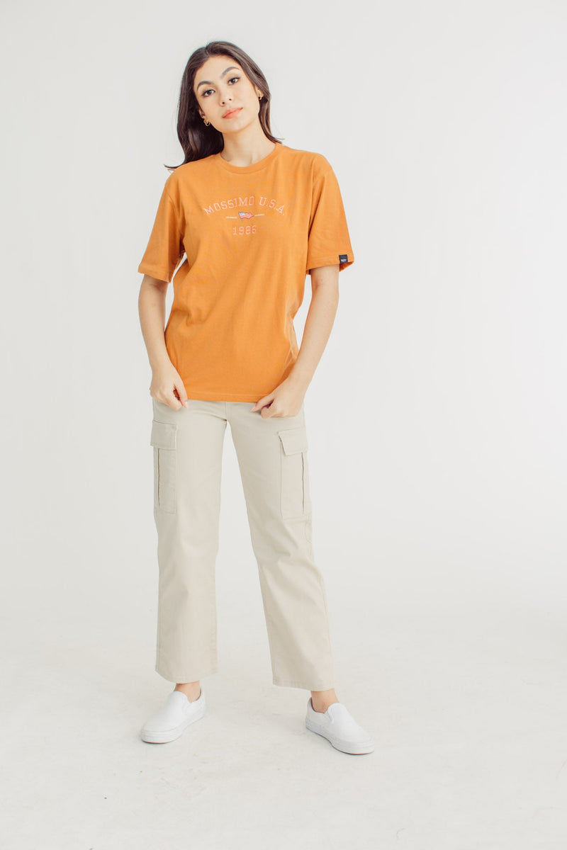 Cashew with Big Branding Varsity with Flag Design Modern Fit Tee - Mossimo PH