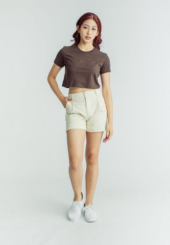 Charisse Beige Regular Fit Pleated Shorts - Mossimo PH