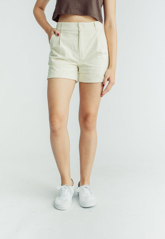 Charisse Beige Regular Fit Pleated Shorts - Mossimo PH