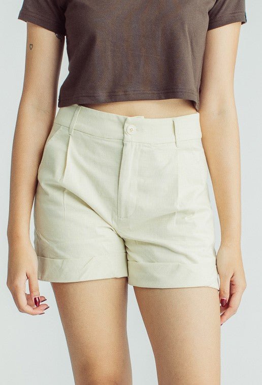 Charisse Beige Regular Fit Pleated Shorts - Mossimo PH