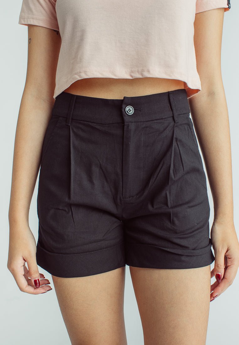 Charisse Black Regular Fit Pleated Shorts - Mossimo PH