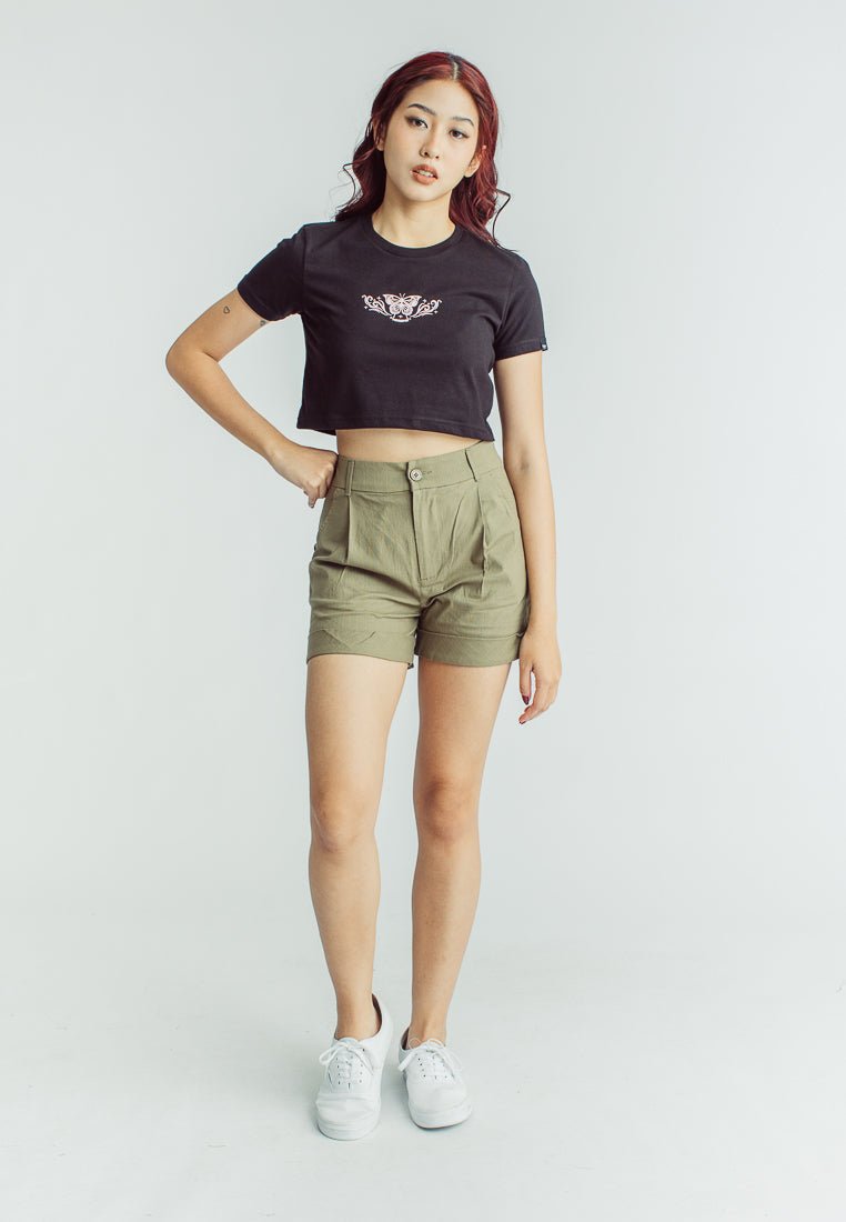 Charisse Olive Regular Fit Pleated Shorts - Mossimo PH