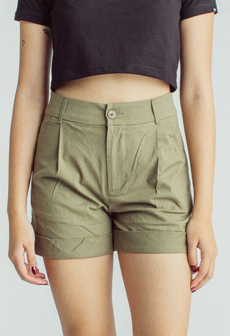 Charisse Olive Regular Fit Pleated Shorts - Mossimo PH