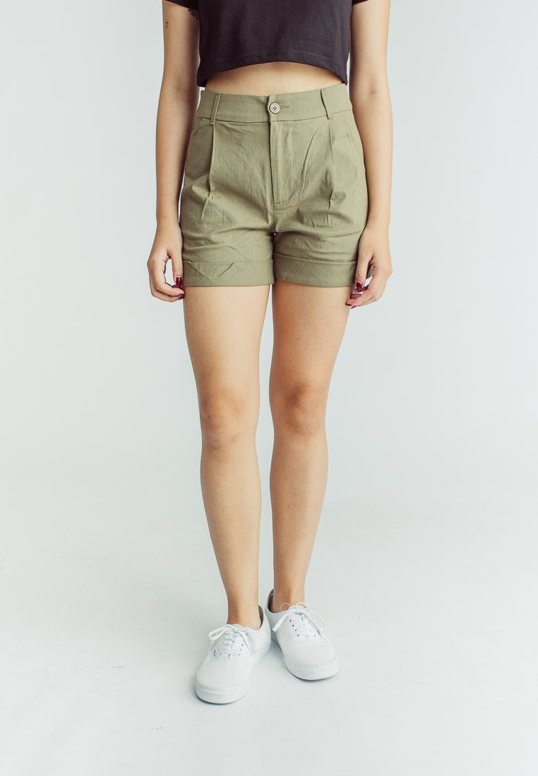 Charisse Olive Regular Fit Pleated Shorts - Mossimo PH