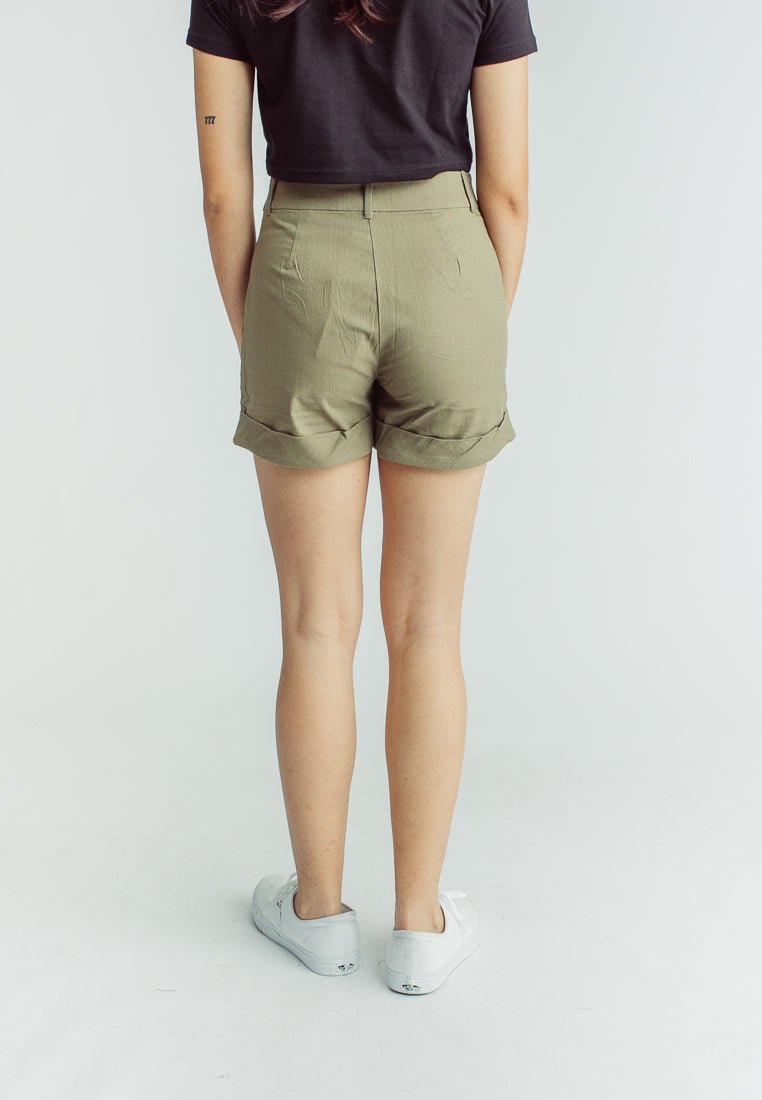 Charisse Olive Regular Fit Pleated Shorts - Mossimo PH