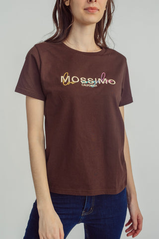 Choco Brown with Big Branding Gradient Embroidery Classic Fit Tee - Mossimo PH