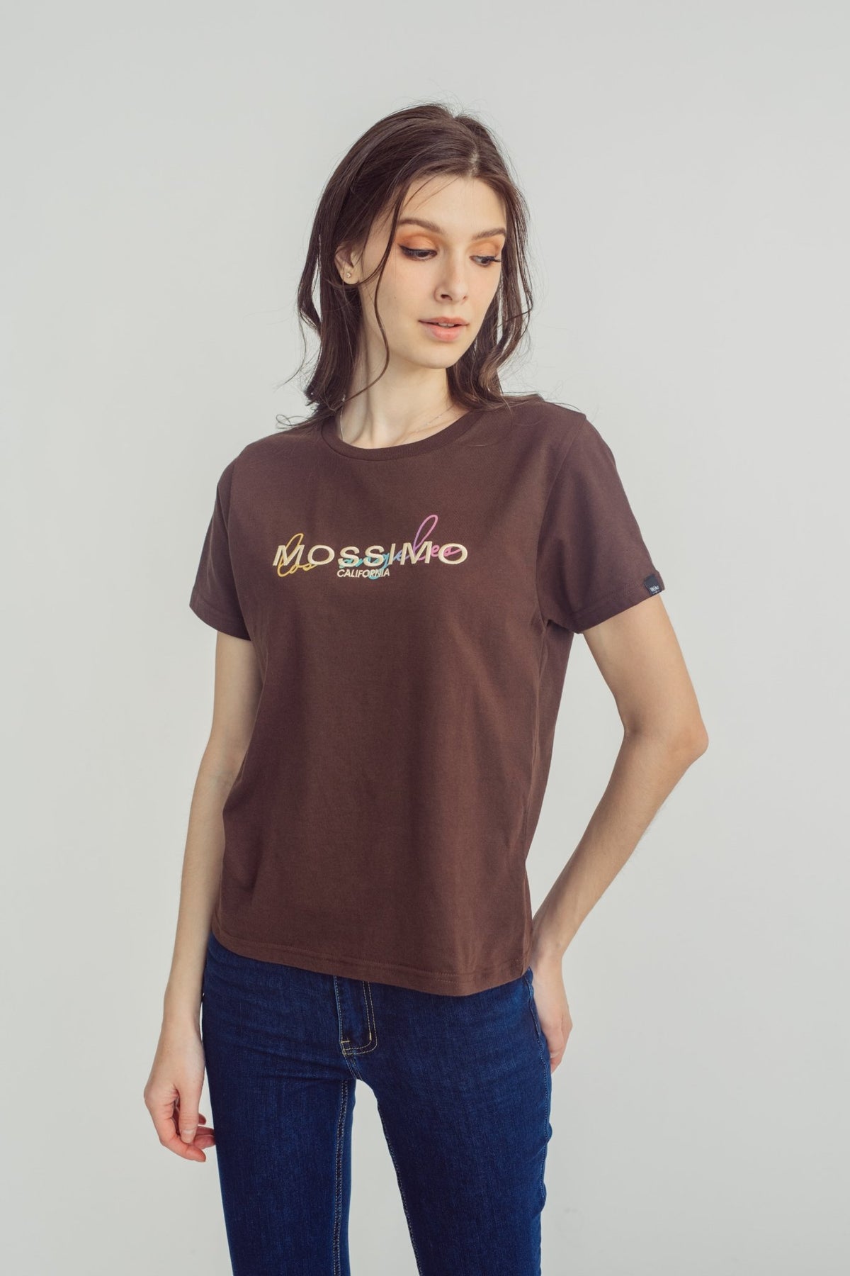 Choco Brown with Big Branding Gradient Embroidery Classic Fit Tee - Mossimo PH