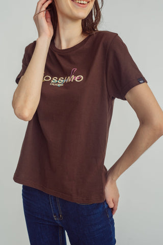 Choco Brown with Big Branding Gradient Embroidery Classic Fit Tee - Mossimo PH