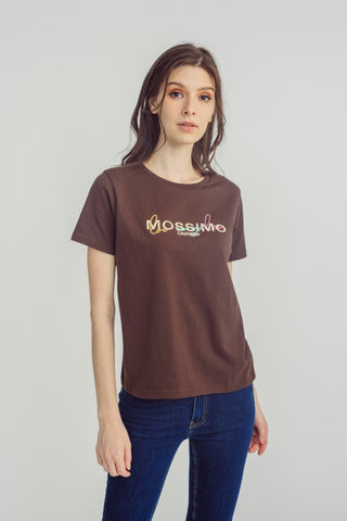 Choco Brown with Big Branding Gradient Embroidery Classic Fit Tee - Mossimo PH