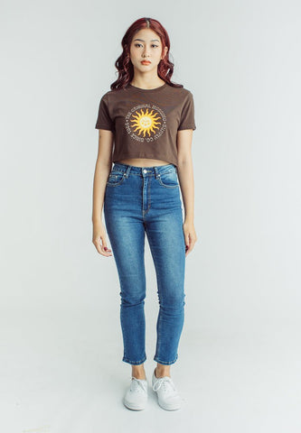 Choco Brown with The Original Mossimo Supply Co Since 1986 Sun Soft Touch and Crack Print Super Cropped Fit Tee - Mossimo PH