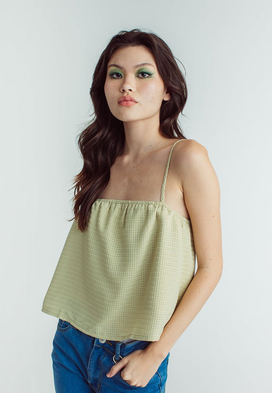 Cleo Sage Green Woven Cropped Flounce Top - Mossimo PH