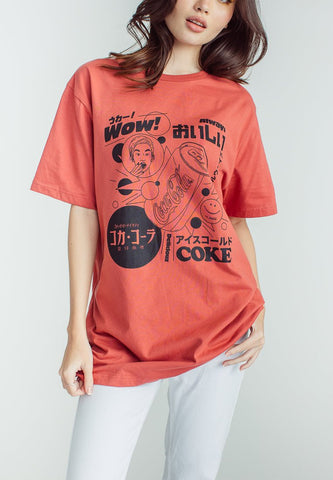 Coca-Cola Dusty Cedar Basic Round Neck with Flat Print Modern Fit Tee - Mossimo PH
