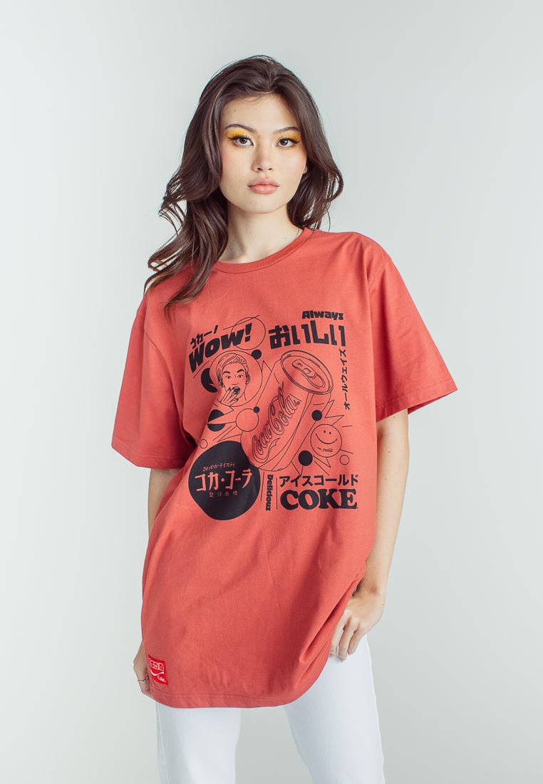 Coca-Cola Dusty Cedar Basic Round Neck with Flat Print Modern Fit Tee - Mossimo PH
