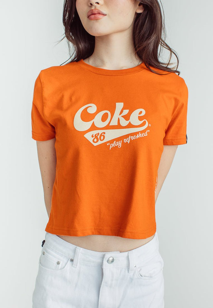 Coca-Cola Mango Rust Sugar Glitter Dip and Flat Print Classic Cropped Fit Tee - Mossimo PH