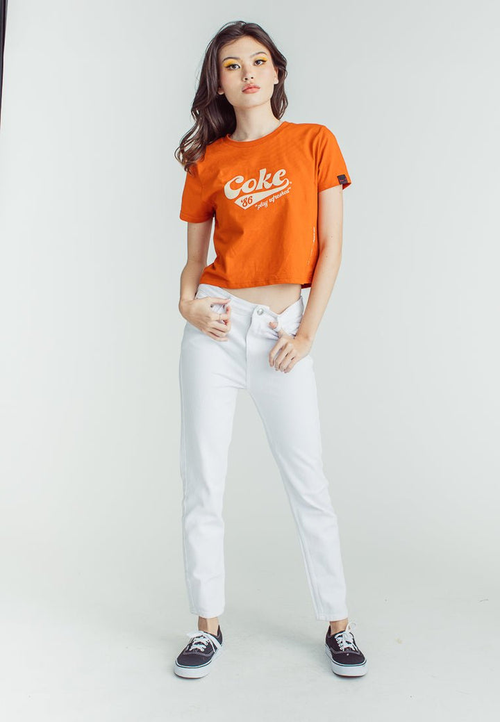Coca-Cola Mango Rust Sugar Glitter Dip and Flat Print Classic Cropped Fit Tee - Mossimo PH