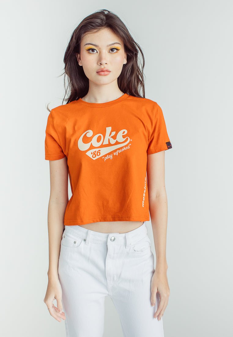 Coca-Cola Mango Rust Sugar Glitter Dip and Flat Print Classic Cropped Fit Tee - Mossimo PH