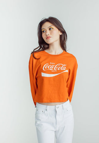 Coca- Cola Mango Rust with Flocking and Flat Print Classic Cropped Fit Tee - Mossimo PH
