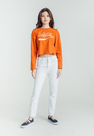 Coca- Cola Mango Rust with Flocking and Flat Print Classic Cropped Fit Tee - Mossimo PH