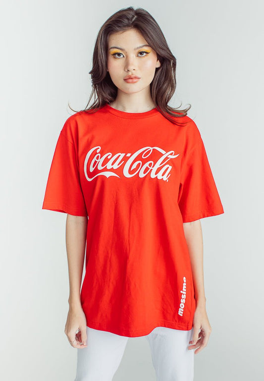 Coca-Cola Red Basic Round Neck with Embossed Print Comfort Fit Tee - Mossimo PH