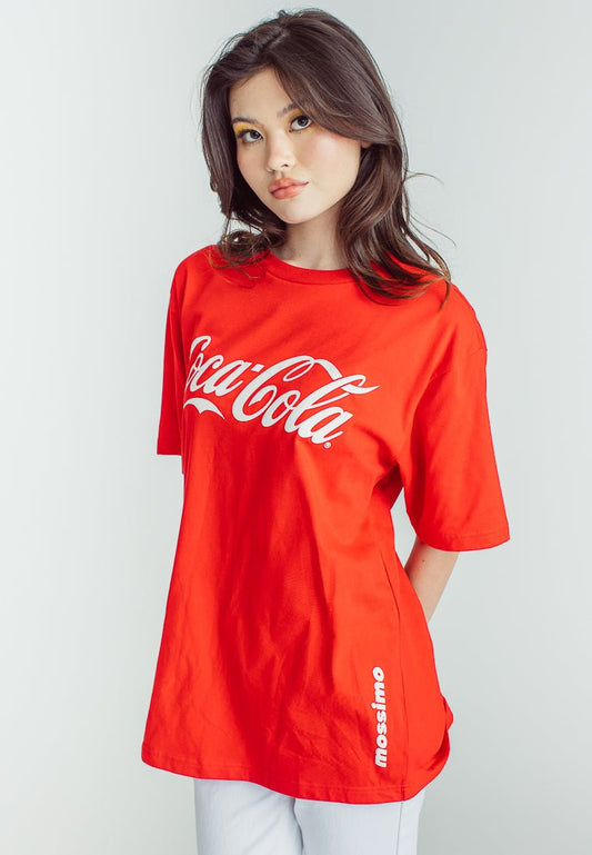 Coca-Cola Red Basic Round Neck with Embossed Print Comfort Fit Tee - Mossimo PH