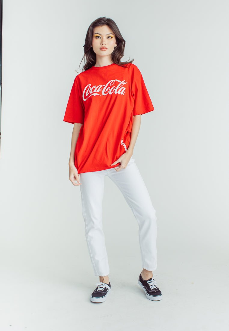 Coca-Cola Red Basic Round Neck with Embossed Print Comfort Fit Tee - Mossimo PH