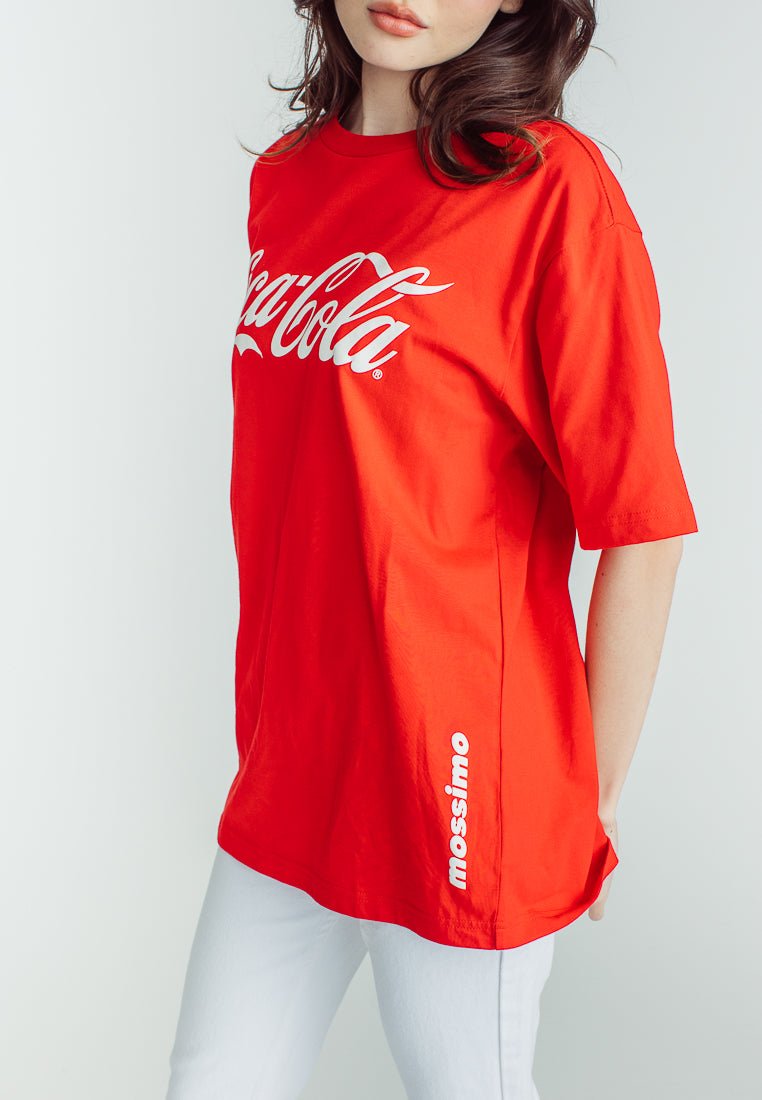 Coca-Cola Red Basic Round Neck with Embossed Print Comfort Fit Tee - Mossimo PH
