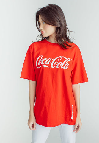 Coca-Cola Red Basic Round Neck with Embossed Print Comfort Fit Tee - Mossimo PH