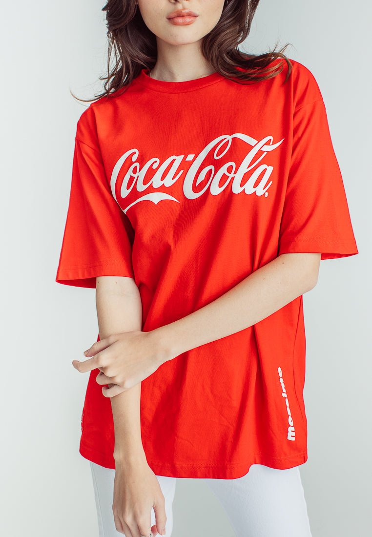 Coca-Cola Red Basic Round Neck with Embossed Print Comfort Fit Tee - Mossimo PH