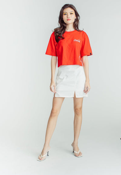 Coca- Cola Red Modern Cropped Fit Tee with High Density Sugar Glitter Dip and Flat Print - Mossimo PH