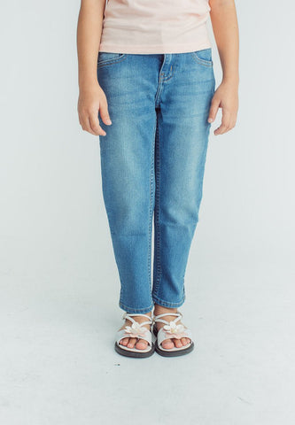 Dark Blue Cropped Slim Jeans with Side Slit Kids - Mossimo PH