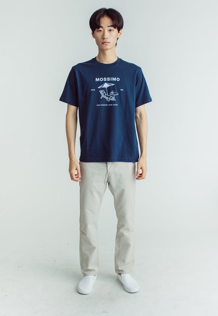 Dark Denim Basic Round Neck Comfort Fit tee with Flat Print - Mossimo PH