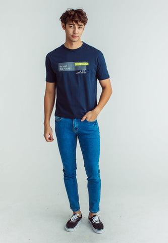 Dark Denim Urban Fit Basic Round Neck with Flat Print - Mossimo PH