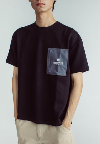 Darren Black Round Neck Urban Fit with Pocket and Flat Print - Mossimo PH