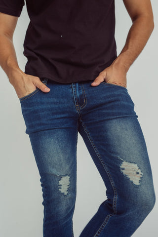 Deep Blue Slim Low Rise Ripped Cropped Jeans - Mossimo PH