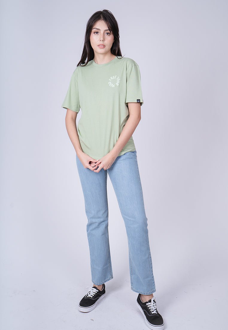 Dessert Sage Free your Mind with High Density Floral Print Modern Fit Tee - Mossimo PH