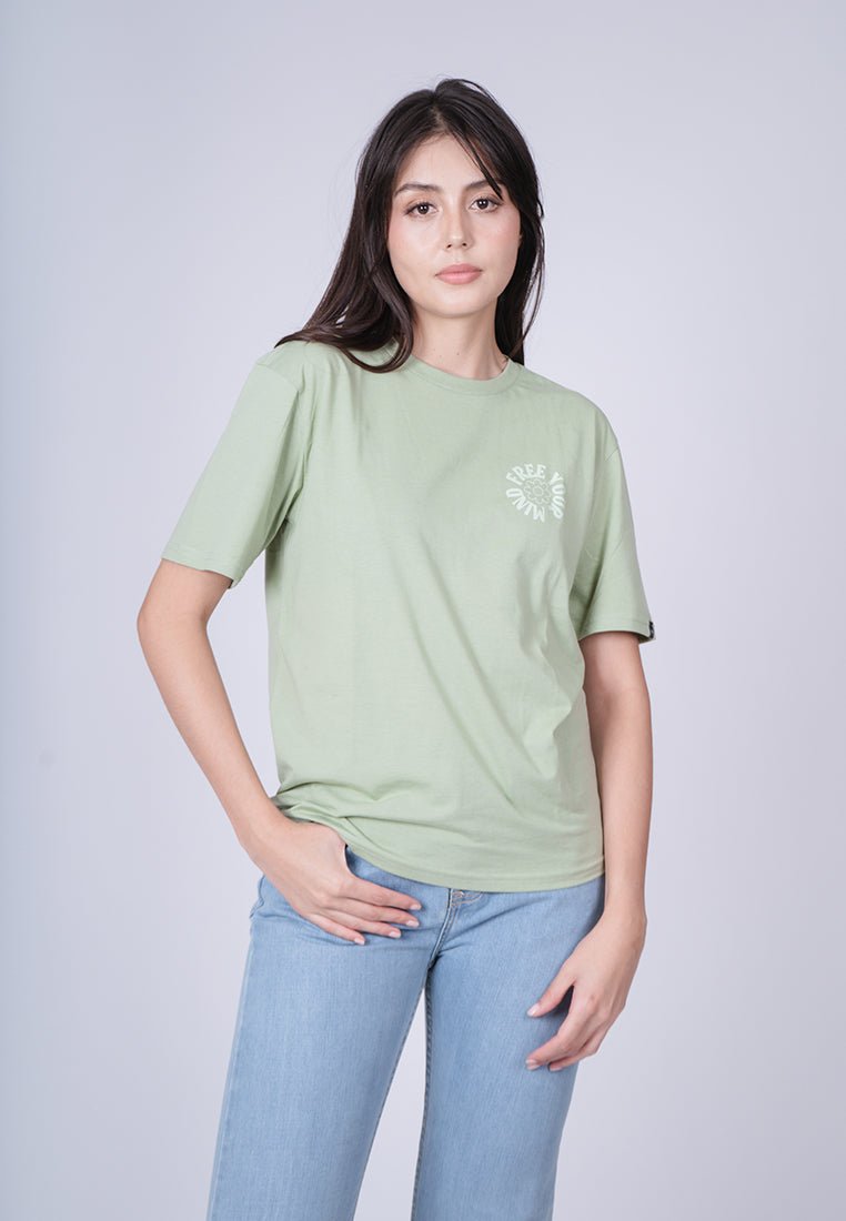 Dessert Sage Free your Mind with High Density Floral Print Modern Fit Tee - Mossimo PH