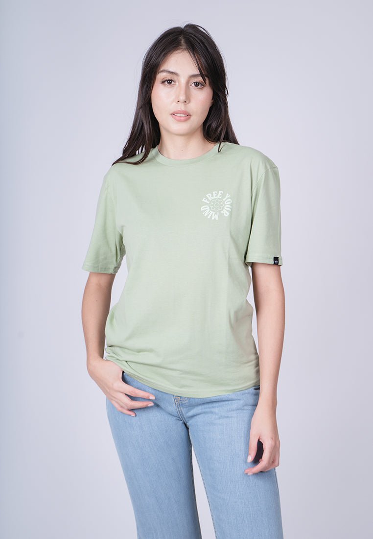 Dessert Sage Free your Mind with High Density Floral Print Modern Fit Tee - Mossimo PH