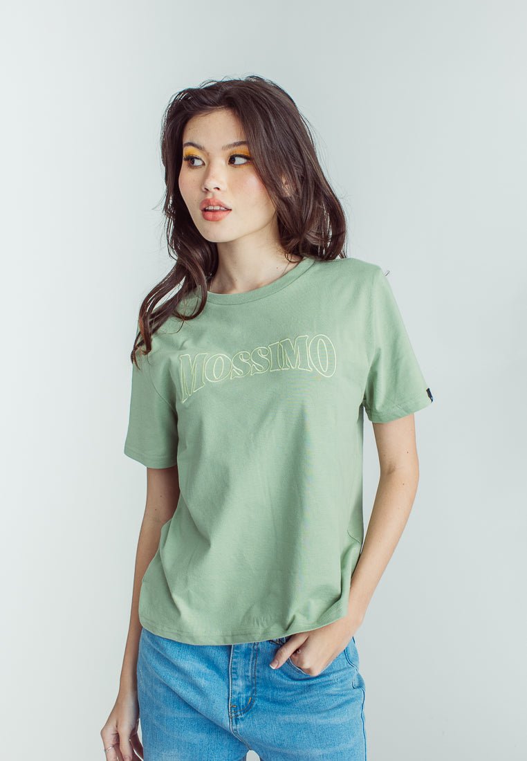 Dessert Sage Mossimo Big Branding with Embroidery Outline Comfort Fit Tee - Mossimo PH