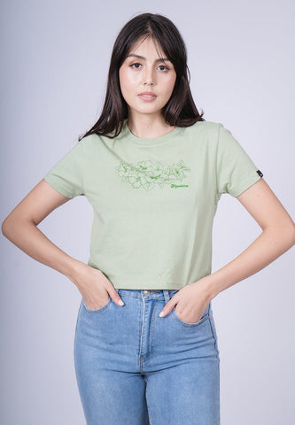 Dessert Sage with Mossimo Hibiscus Flat Print Design Classic Cropped Fit Tee - Mossimo PH