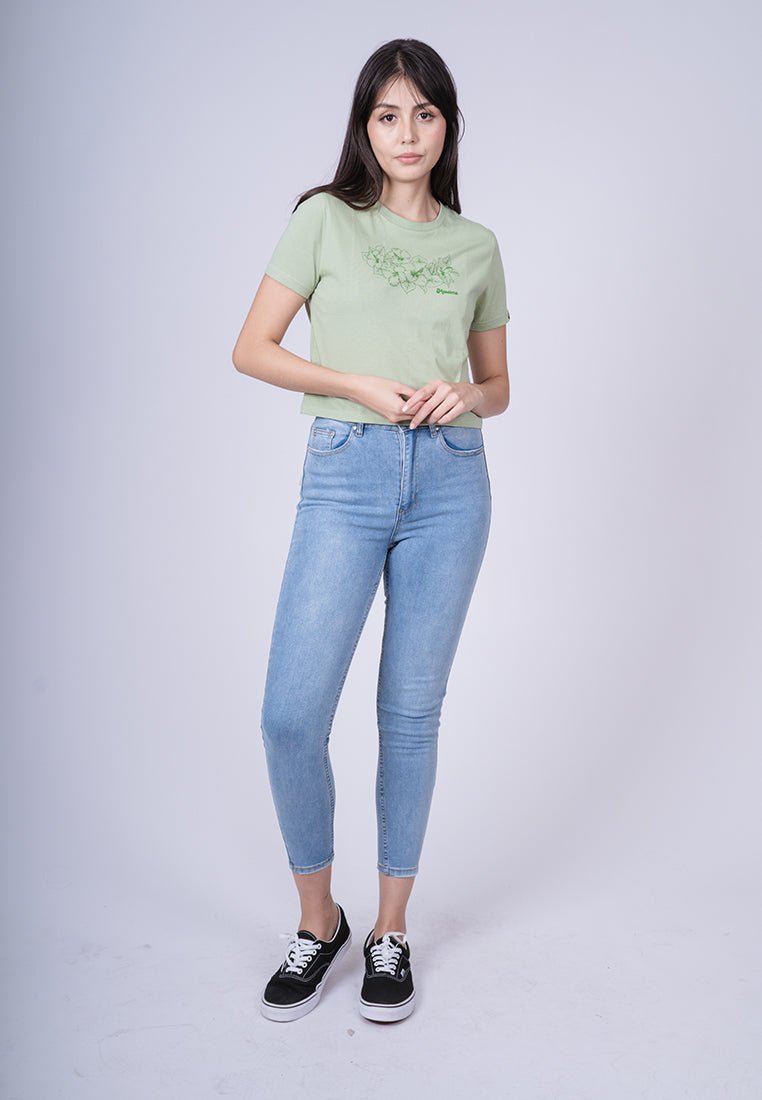 Dessert Sage with Mossimo Hibiscus Flat Print Design Classic Cropped Fit Tee - Mossimo PH