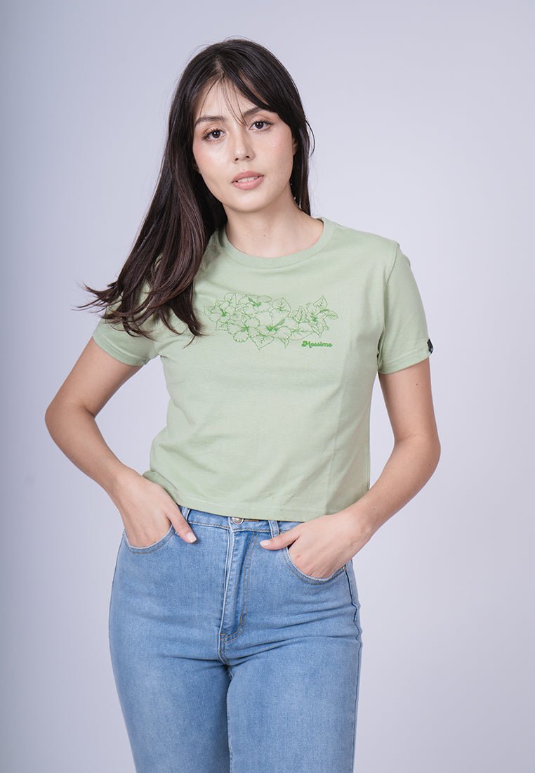 Dessert Sage with Mossimo Hibiscus Flat Print Design Classic Cropped Fit Tee - Mossimo PH