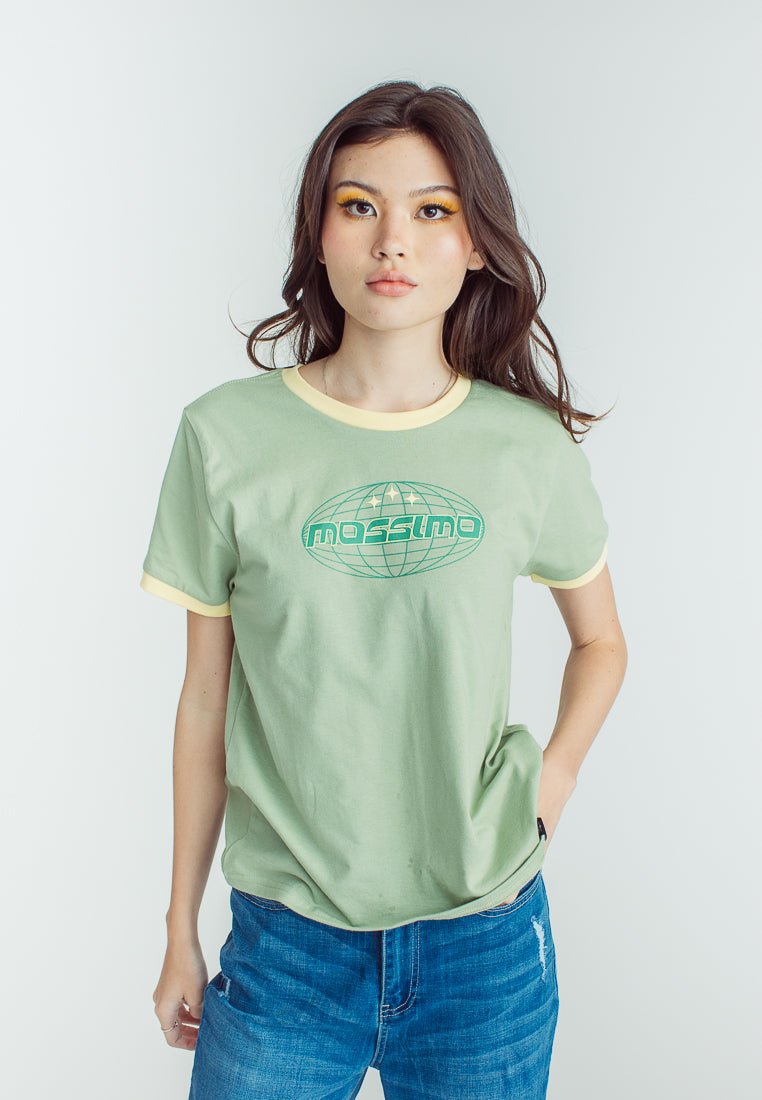 Dessert Sage with Mossimo stars and Globe Flat and High Density Print Design Classic Fit Tee - Mossimo PH