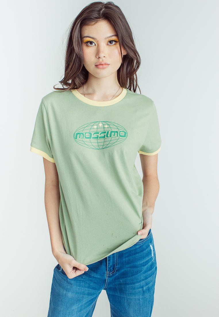 Dessert Sage with Mossimo stars and Globe Flat and High Density Print Design Classic Fit Tee - Mossimo PH