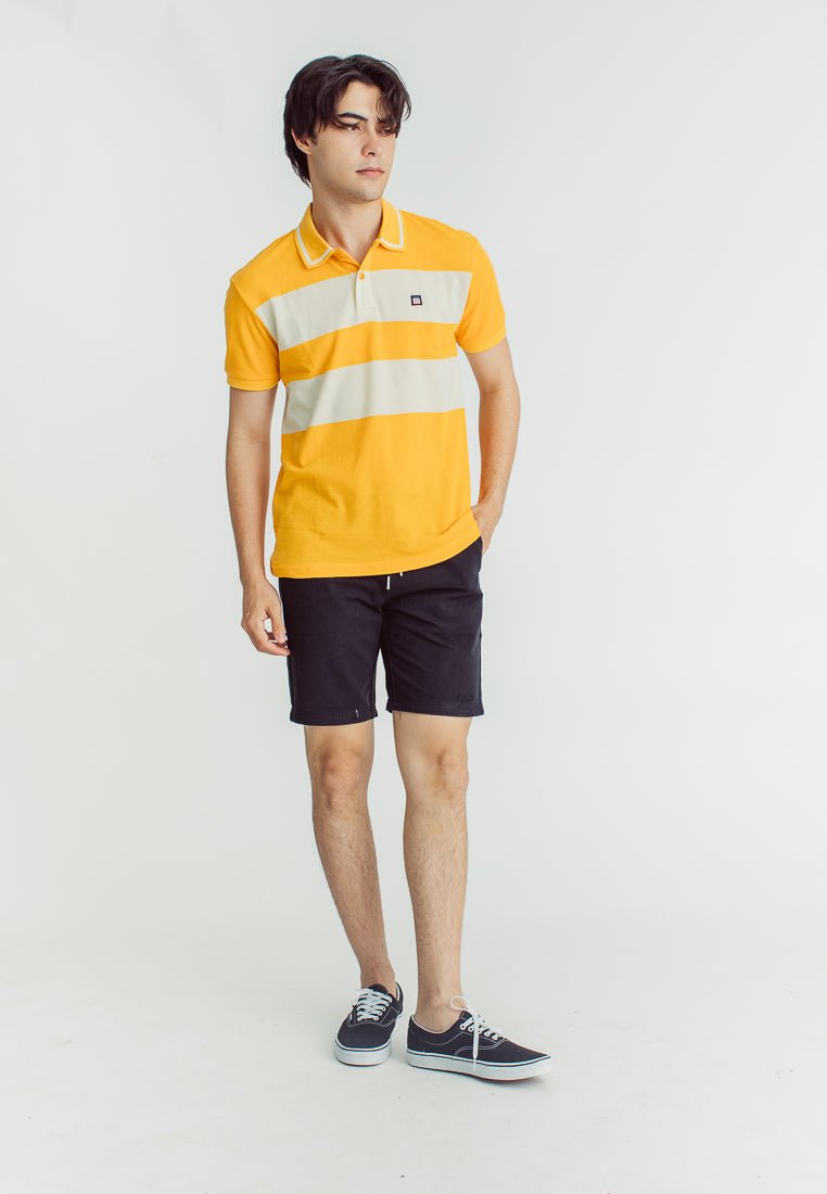 Drei Yellow Classic Stripes Polo Shirt with Woven Patch - Mossimo PH