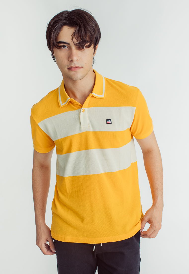 Drei Yellow Classic Stripes Polo Shirt with Woven Patch - Mossimo PH