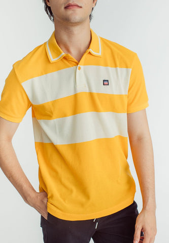 Drei Yellow Classic Stripes Polo Shirt with Woven Patch - Mossimo PH