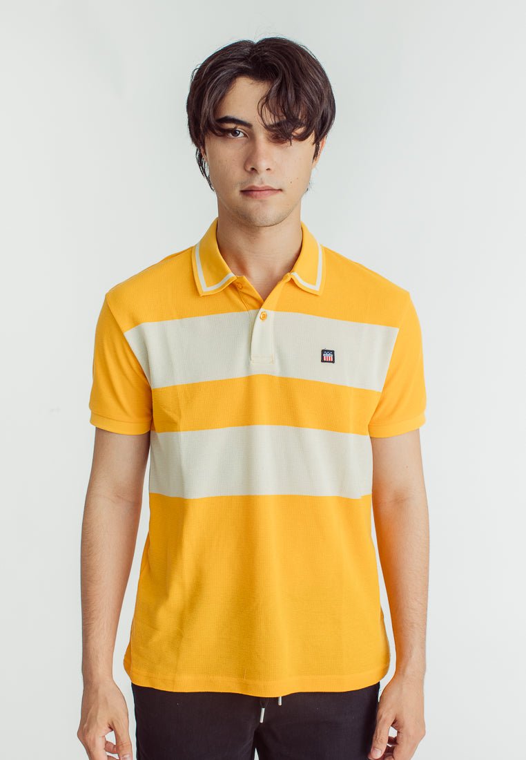 Drei Yellow Classic Stripes Polo Shirt with Woven Patch - Mossimo PH
