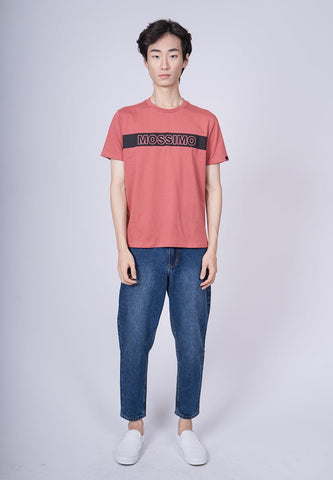Dusty Cedar Basic Round Neck Classic Fit Tee with Flat Print - Mossimo PH