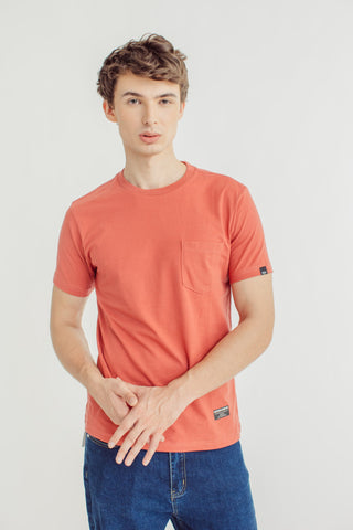 Dusty Cedar Basic Round Neck with Flat Print Classic Fit Tee - Mossimo PH