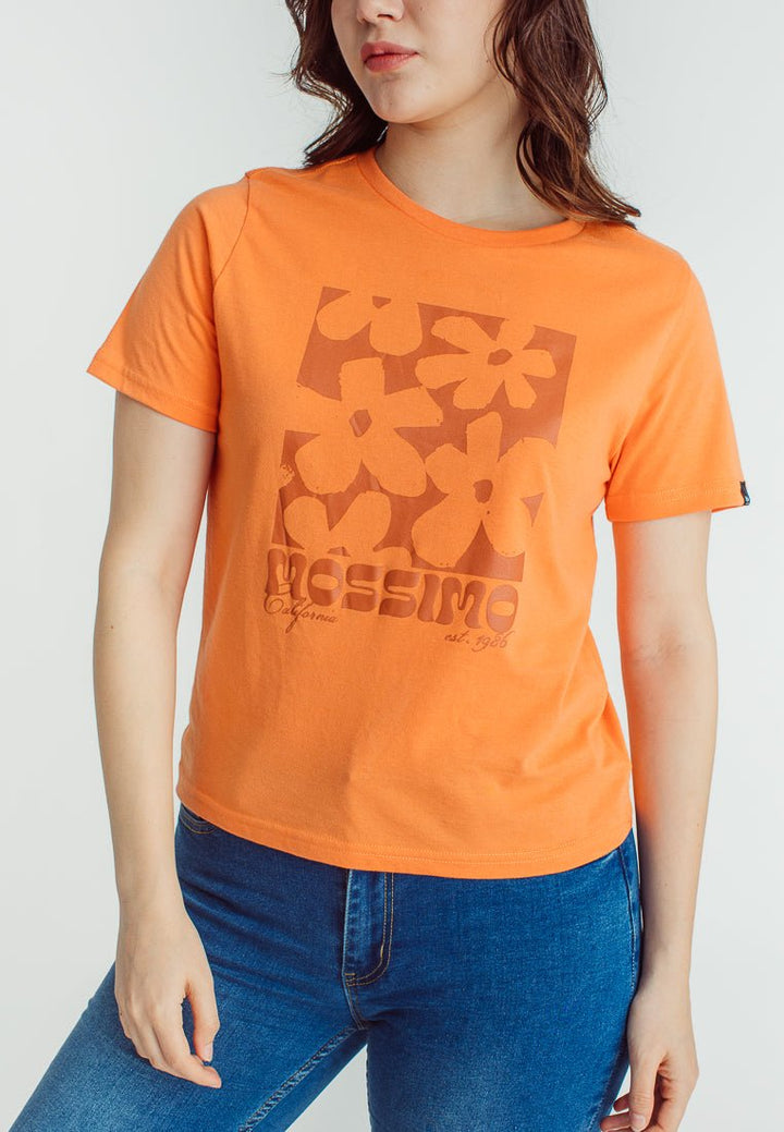 Dusty Orange with Mossimo Cali Big Florals Soft Touch Print Comfort Fit Tee - Mossimo PH